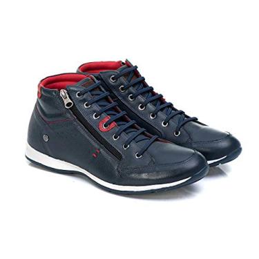 Imagem de Sapatênis Masculino Couro Legítimo Comfort 1005 Cor:Azul;Tamanho:37