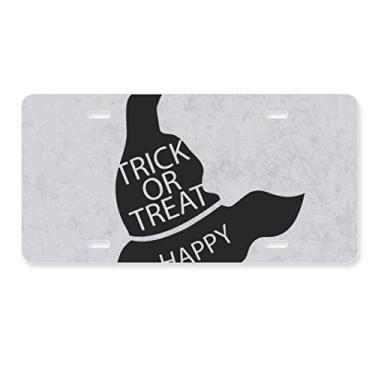 Imagem de DIYthinker Etiqueta de aço inoxidável para decoração de placa de carro de Halloween Black Witch Hat