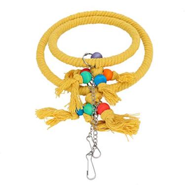 Imagem de Deryang Brinquedo de escalada, proteção ambiental, brinquedo de mordida de pássaro, corda de balanço, brinquedo de pássaro, para papagaio, cacatua, animal de estimação (amarelo)