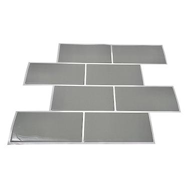 Imagem de Pastilha Adesiva Resinada Metrô, Cinza/Rejunte Branco, Cromo Sign