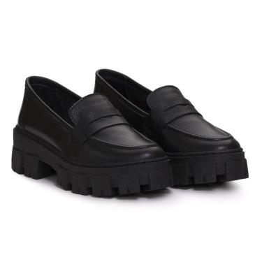 Imagem de Mocassim Feminino Tratorado Couro Bico Redondo Moderno