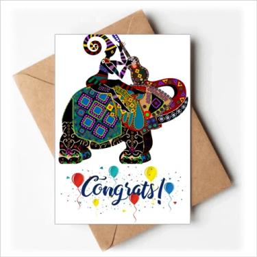 Imagem de Elefante Trekking China Minority Dressing Totem Cartões de Casamento Parabéns Envelopes de Saudação