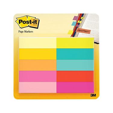Imagem de Post-it Page Markers, Assorted Bright Colors, 1/2 in x 2 in, 50 Markers/Pad, 10 Pads/Pack
