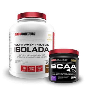 Imagem de Kit 100% Isolada 2kg + BCAA 4,5 250g Uva - BODYBUILDERS (Médio, Chocolate)
