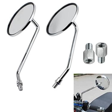 Imagem de Espelho retrovisor redondo de liga de alumínio de 4 polegadas espelho retrovisor de motocicleta 8 mm 10 mm para motocicleta scooter bicicleta elétrica - prata