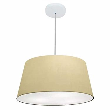 Imagem de Lustre Pendente Cone Cúpula Tecido 21/50x40 cm, Vivare Iluminação, Pendente4050 LA, Algodão Cru, Médio