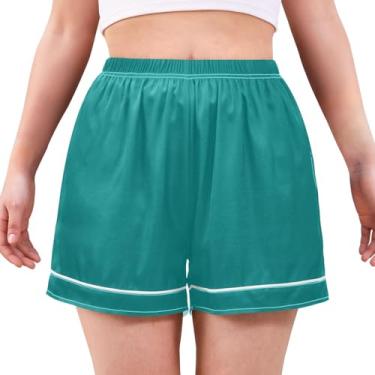 Imagem de Yuiboo Short boxer de pijama verde ciano escuro para mulheres boxers pijamas pijamas boxers, Darkcyan, Large