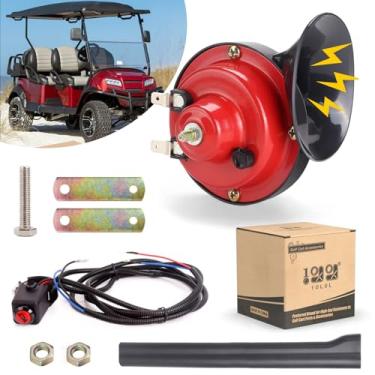 Imagem de 10L0L Kit de buzina de carrinho de golfe de 12 volts, interruptor de buzina e conjunto de chicote de fios de ajuste universal, carro clube, EZ-GO, Yamaha e ATV, UTV, barco (interruptor de pressão