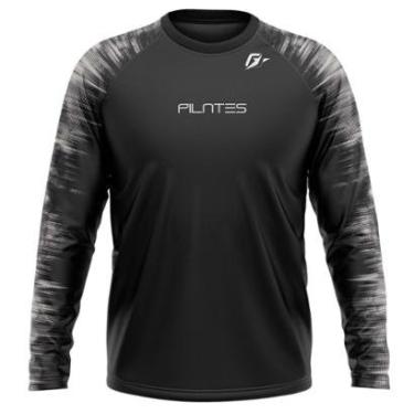 Imagem de Camiseta Manga Longa Unissex Pilates Tecnodots Preto Cinza-Masculino