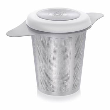 Imagem de Teabloom Infusor universal de chá solto com tampa/prato de dupla finalidade – serve para xícaras, canecas, bules – escolha do conhecedor de chá – chá ou café íngreme