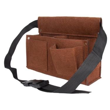 Imagem de Fenteer Cinto ferramenta organizador framers saco de trabalho multi bolso resistente ferramenta carpinteiro cinto bolsa prego para jardinagem, marrom L