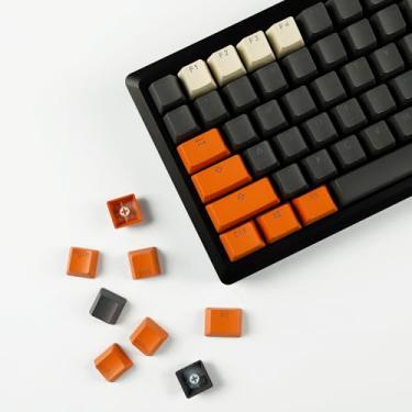 Imagem de YMDK Teclas Carbon Miami PBT Double Shot Shine Through ANSI retroiluminadas para teclado mecânico MX Melody 96 KBD75 68 61 87 104 (apenas tecla) (carbono invertido)