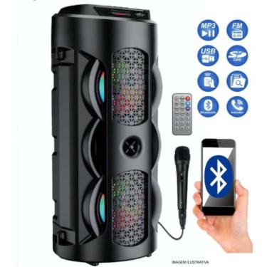 Imagem de Caixa De Som Bluetooth Torre Portátil Fm Mp3 Usb Sd Microfone Controle