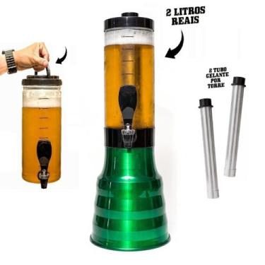 Imagem de 3 Torre De Chopp Chopeira 2 Litros C/2 Tubo Gelante Verde - BEER CHOPP