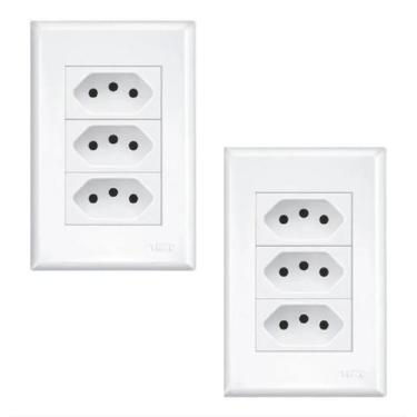 Imagem de Kit 2 Tomadas Tripla 2p+t 20a Branca Evidence - Fame