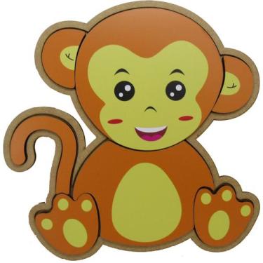 Imagem de Brinquedo Pedagógico Educativo Quebra Cabeça Encaixe Macaco Madeira Md