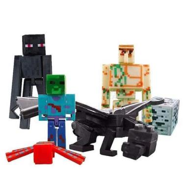 Imagem de Kit 3 Cartela Minecraft Dragão 15 Bonecos + 3 Bloco Zombie - My Buildi