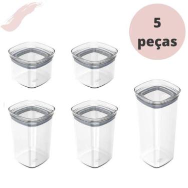 Imagem de Conjunto De Potes Herméticos Block Modular Empilháveis 5 Peças Com Ved