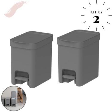 Imagem de Kit com 2 unidades de Lixeira Com Pedal Capacidade 6 Litros Compacta L