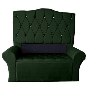 Imagem de Kit Cabeceira + Recamier Luxo Com Botões Strass Estofada Super King 19