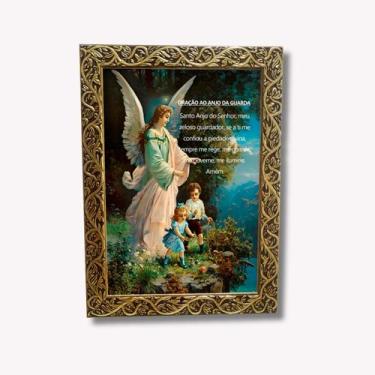 Imagem de Quadro Decorativo Anjo da Guarda Moldura em Resina com Vidro - Almeida