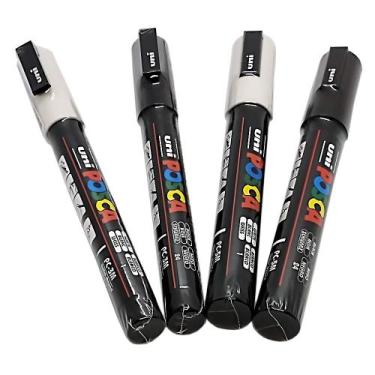 Imagem de 4 Marcadores Posca Uni-ball PC-3M PC-5M - 2 Brancos 2 Pretos
