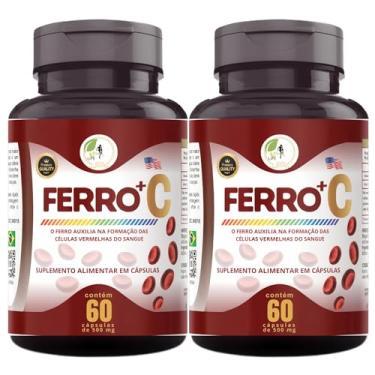 Imagem de KIT C/2 Un. Suplemento Ferro + Vitamina C Quelado Premium 60 Cápsulas - Fits Life