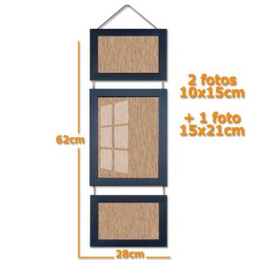 Imagem de Porta Retrato Triplo Vintage para fotos Quadro Painel Multifotos com M