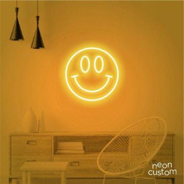 Imagem de luminaria letreiro Neon Led Smile 60x60 luminoso decoração p/ selfie -