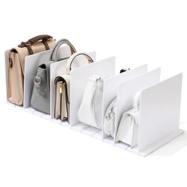 Imagem de TaoQ C Organizador de bolsa e bolsa para armário, pacote com 2, divisória de prateleira ajustável para armário - branco divisores de prateleira, separadores de bolsa de mão de acrílico, organizador de