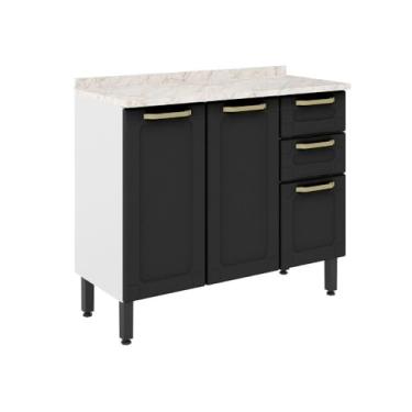 Imagem de Balcão de Aço com Tampo 3 Portas 2 Gavetas Grafite Bertolini