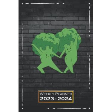 Imagem de Weekly Planner 2023-2024: 6x9 inches | From Sunday to Saturday | One Week on a Double Page | with Monthly Overview | Softcover | Broccoli Dance Fun | qx1