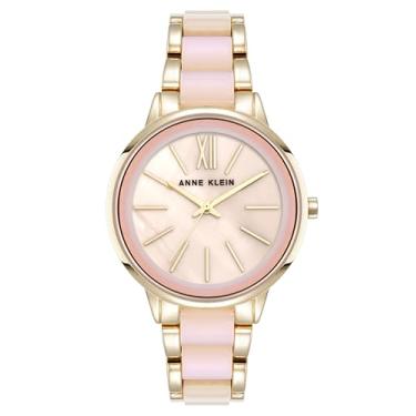 Imagem de Anne Klein Relógio feminino com pulseira de resina, Dourado