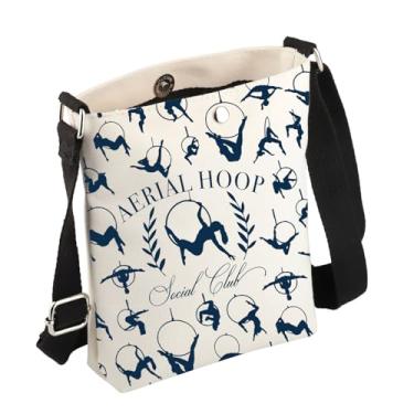 Imagem de FEELMEM Aerial Hoop Aerialist Silks Bolsa transversal Aerial Hoop Social Club Bolsa transversal Aerialist Yogi Dancer Gift, Bege