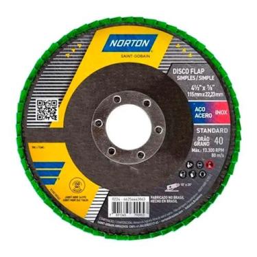 Imagem de Disco Flap Fibra Norton R244 Standard 4.1/2" 115x22,23mm G40 - Embalag