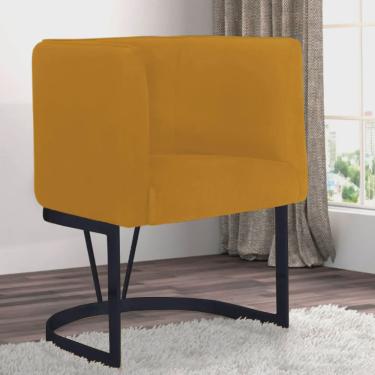 Imagem de Poltrona Cadeira Aurora Luxo Confort Industrial Ferro Preto Suede Mostarda - Ahz Móveis