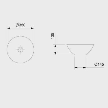 Imagem de Kit 3 Cubas de Apoio Redonda sem Mesa 350 Design D1 Celite Matte Black