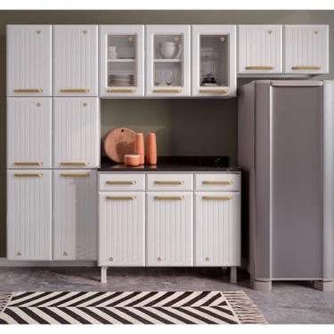 Imagem de Cozinha Completa Modulada Aço 4 Peças com Balcão com Tampo Multimóveis Cr20370 Branco