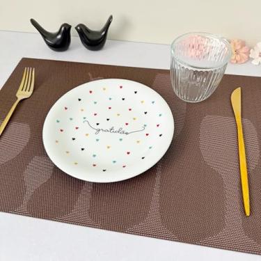 Imagem de Kit 6 Lugar Jogo Americano Retangular Mesa Posta Jantar Cozinha Sousplat Descanso De Prato Decorativo (Taças Marrom)