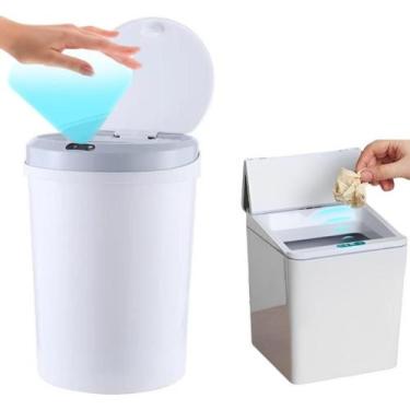 Imagem de Kit Lixeira Automática C/sensor 12L + 6L Inteligente Cozinha Pia - Mor