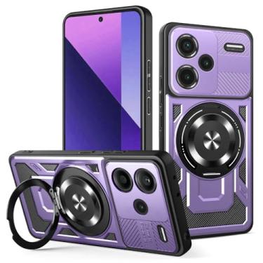 Imagem de Kukoufey Capa compatível com Xiaomi Redmi Note 13 Pro+ 5G 23090RA98C 23090RA98G 23090RA98I, compatível com MagSafe, suporte magnético giratório de 360 graus, capa de telefone antirqueda roxa