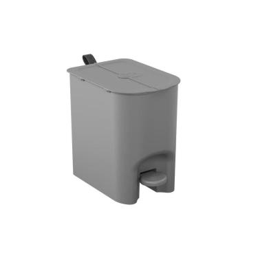 Imagem de Lixeira Com Pedal Borboleta 6l Cinza Com Alça Chumbo Coza