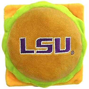 Imagem de NCAA LSU Tigers Cheese Burger Brinquedo de Pelúcia para Cachorros e Gatos – Brinquedo de Pelúcia de Hambúrguer de Estádio Mais Fofo para Cães e Gatos com Squeaker Interno e Lindo Nome/Logotipo do Time