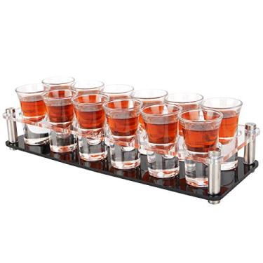 Imagem de D&Z Conjunto de copos de shot de 28 g com bandeja, 12 copos de dose para tequila/vodka/uísque/coquetel, bandeja de servir exclusiva e conveniente - Organize facilmente reuniões mais atraentes,