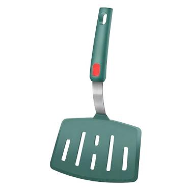 Imagem de Contiup Espátula de silicone para peixe espátula de panqueca larga com fenda para panelas antiaderentes, omelete, ovo, espátula, 315 °C, resistente ao calor (verde)