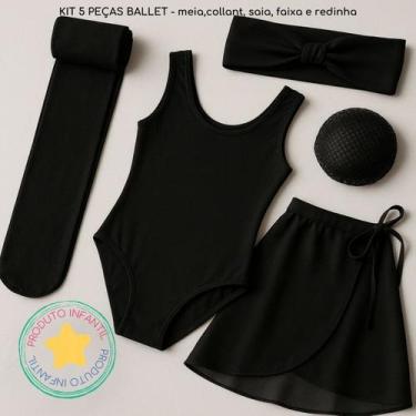 Imagem de Kit Meia Calça Fina + Body Collant+ Saia+ Faixa e Rede de Ballet para 