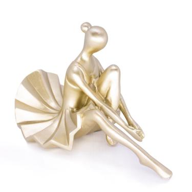 Imagem de Escultura Bailarina Decorativa Em Poliresina Dourado 23 Cm F04 - D'rossi