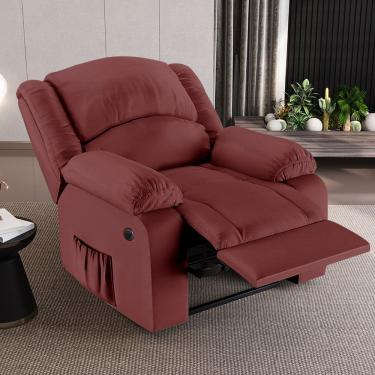 Imagem de Poltrona Do Papai Reclinável Sala De Cinema Barcelona Elétrica Usb Pu Vermelho