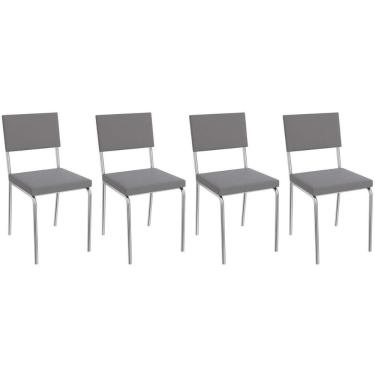 Imagem de Kit 4 Cadeiras De Cozinha Zaria 2c128 4 Un Cromado Cinza A050 Suede Suede