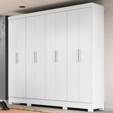 Imagem de Guarda-roupa Casal 8 Portas 4 Gavetas E Pés Diplomata Branco